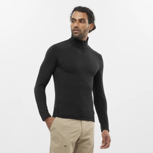 Black Salomon Outline Half Zip Men's Sweatshirt | PH 36781R